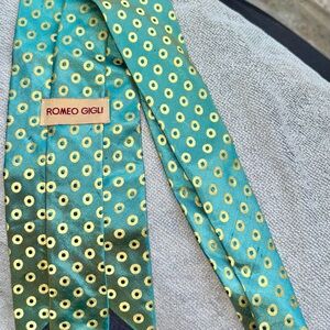 Romeo Gigli Teal and Yellow Tie